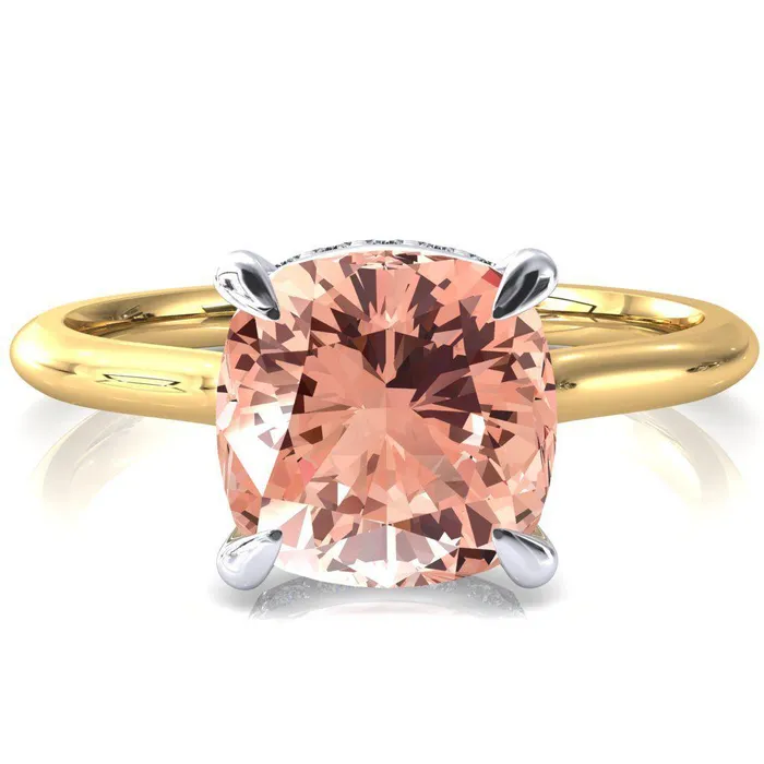 Fire Brilliance Rings Secret Cushion Champagne Sapphire 4 Prong Floating Halo Engagement Ring Fire Brilliance Rings Secret Cushion Champagne Sapphire 4 Prong Floating Halo Engagement Ring