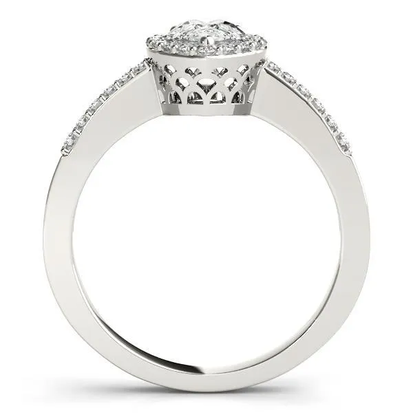Fire Brilliance Rings Zabrina Pear Moissanite Shank Halo Engagement Ring