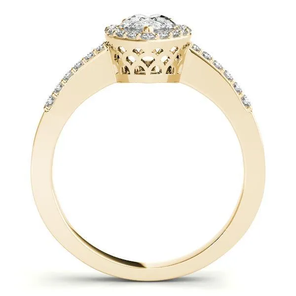 Fire Brilliance Rings Zabrina Pear Moissanite Shank Halo Engagement Ring
