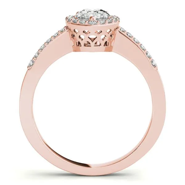 Fire Brilliance Rings Zabrina Pear Moissanite Shank Halo Engagement Ring