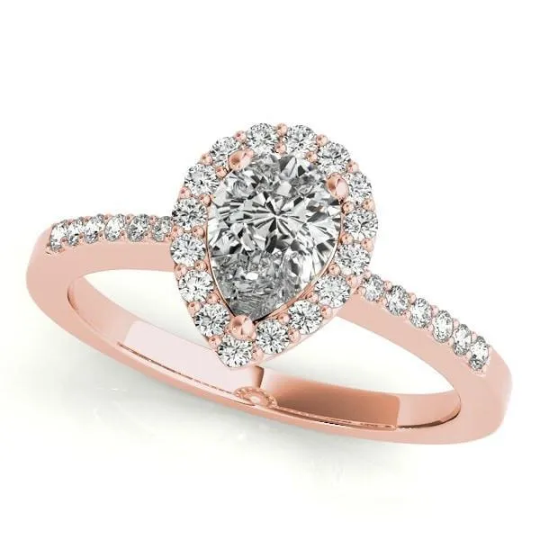 Fire Brilliance Rings Zabrina Pear Moissanite Shank Halo Engagement Ring