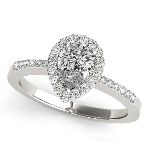 Fire Brilliance Rings Zabrina Pear Moissanite Shank Halo Engagement Ring