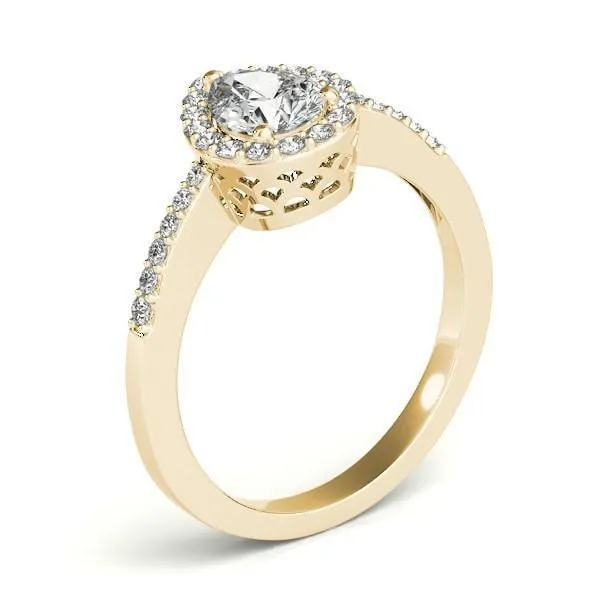 Fire Brilliance Rings Zabrina Pear Moissanite Shank Halo Engagement Ring