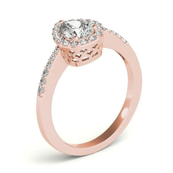 Fire Brilliance Rings Zabrina Pear Moissanite Shank Halo Engagement Ring