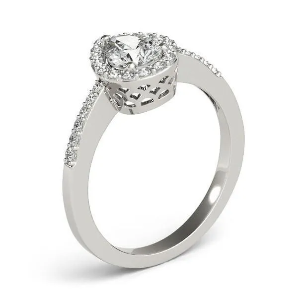 Fire Brilliance Rings Zabrina Pear Moissanite Shank Halo Engagement Ring