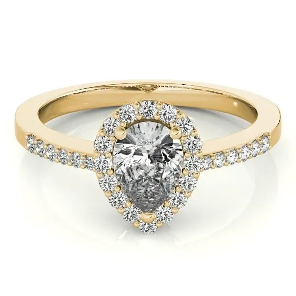 Fire Brilliance Rings Zabrina Pear Moissanite Shank Halo Engagement Ring