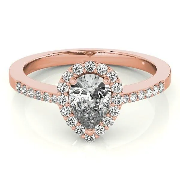 Fire Brilliance Rings Zabrina Pear Moissanite Shank Halo Engagement Ring