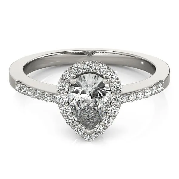 Fire Brilliance Rings Zabrina Pear Moissanite Shank Halo Engagement Ring