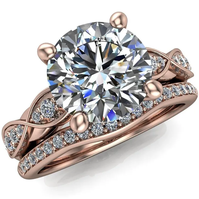 Fire Brilliance Seraphina Round Center Stone 4 Prong Infinity Shoulder Diamond Shank Ring Rings Fire Brilliance Seraphina Round Center Stone 4 Prong Infinity Shoulder Diamond Shank Ring Rings