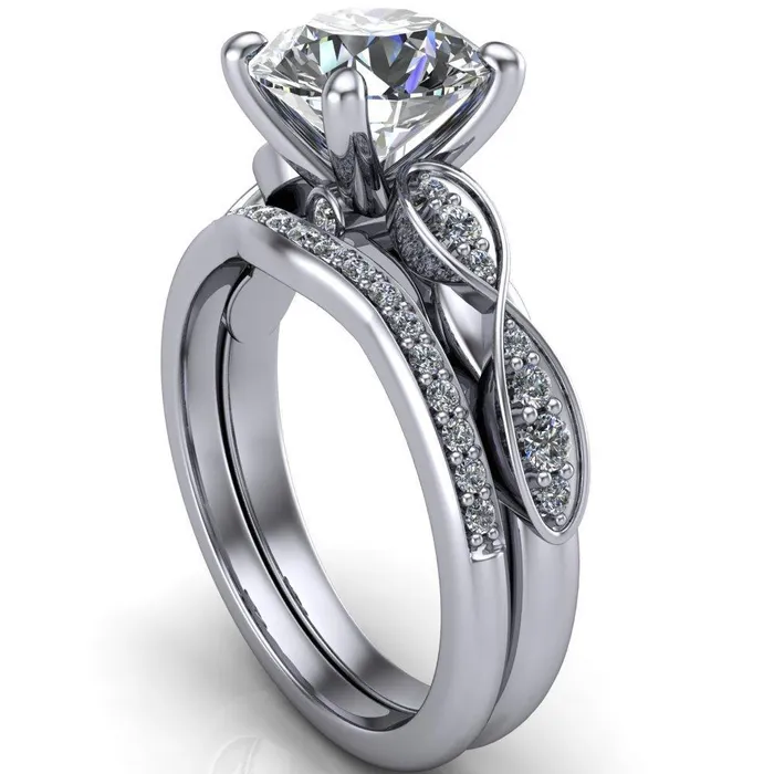 Fire Brilliance Seraphina Round Center Stone 4 Prong Infinity Shoulder Diamond Shank Ring Rings