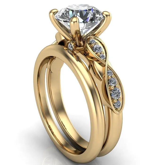 Fire Brilliance Seraphina Round Center Stone 4 Prong Infinity Shoulder Diamond Shank Ring Rings