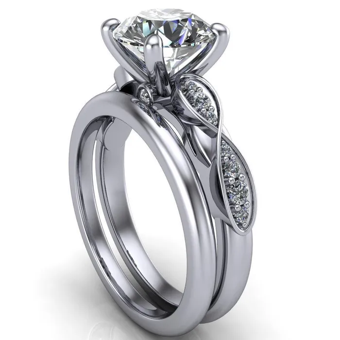 Fire Brilliance Seraphina Round Center Stone 4 Prong Infinity Shoulder Diamond Shank Ring Rings