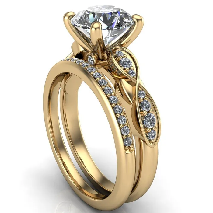 Fire Brilliance Seraphina Round Center Stone 4 Prong Infinity Shoulder Diamond Shank Ring Rings