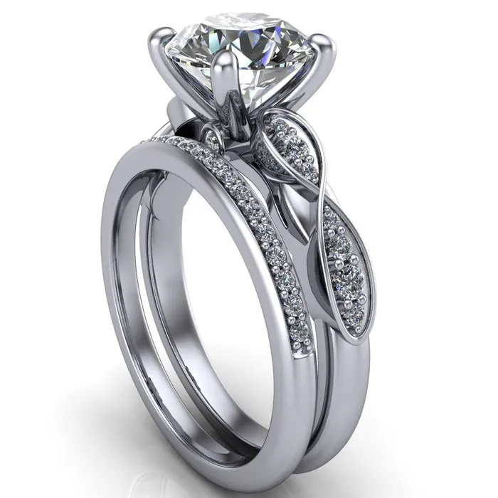 Fire Brilliance Seraphina Round Center Stone 4 Prong Infinity Shoulder Diamond Shank Ring Rings