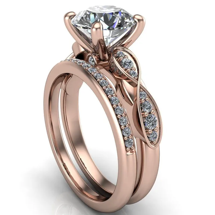 Fire Brilliance Seraphina Round Center Stone 4 Prong Infinity Shoulder Diamond Shank Ring Rings