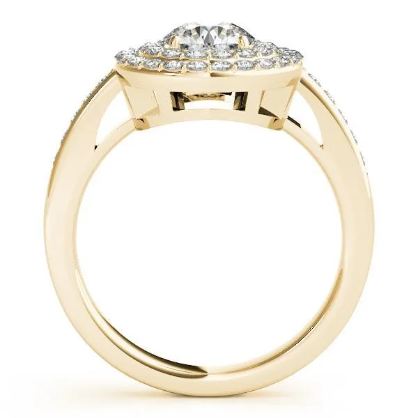 Fire Brilliance Susannah Round Center Stone Channel Shank Double Halo Engagement Ring Rings