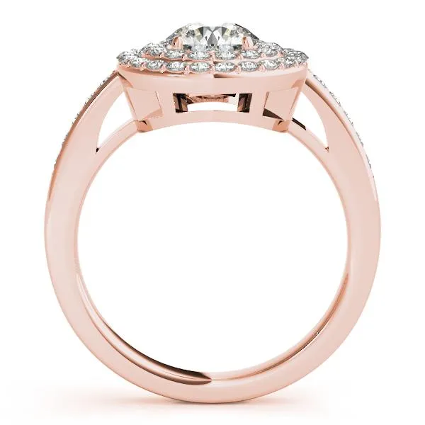 Fire Brilliance Susannah Round Center Stone Channel Shank Double Halo Engagement Ring Rings