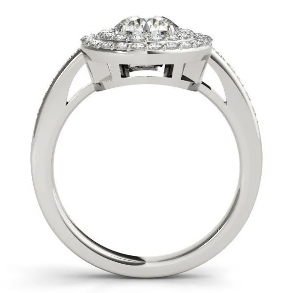 Fire Brilliance Susannah Round Center Stone Channel Shank Double Halo Engagement Ring Rings