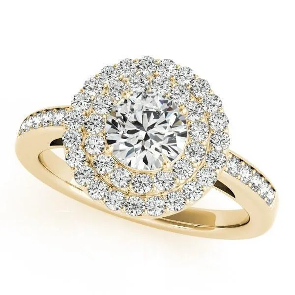 Fire Brilliance Susannah Round Center Stone Channel Shank Double Halo Engagement Ring Rings