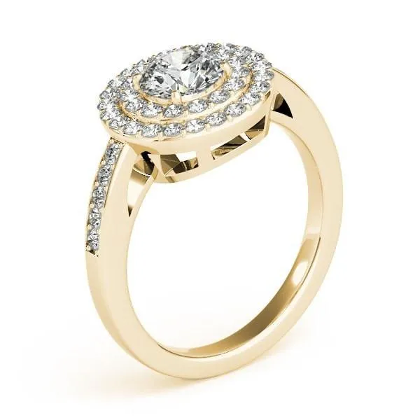 Fire Brilliance Susannah Round Center Stone Channel Shank Double Halo Engagement Ring Rings
