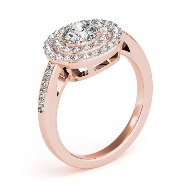 Fire Brilliance Susannah Round Center Stone Channel Shank Double Halo Engagement Ring Rings
