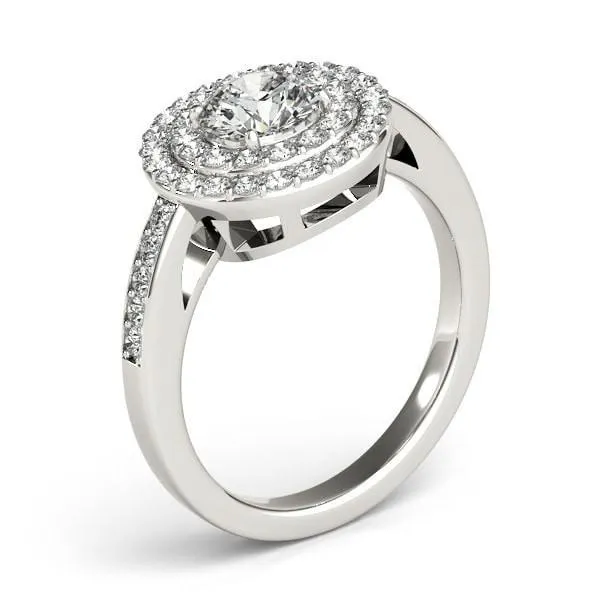 Fire Brilliance Susannah Round Center Stone Channel Shank Double Halo Engagement Ring Rings