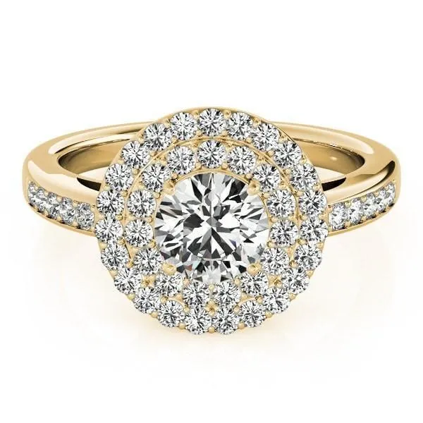 Fire Brilliance Susannah Round Center Stone Channel Shank Double Halo Engagement Ring Rings