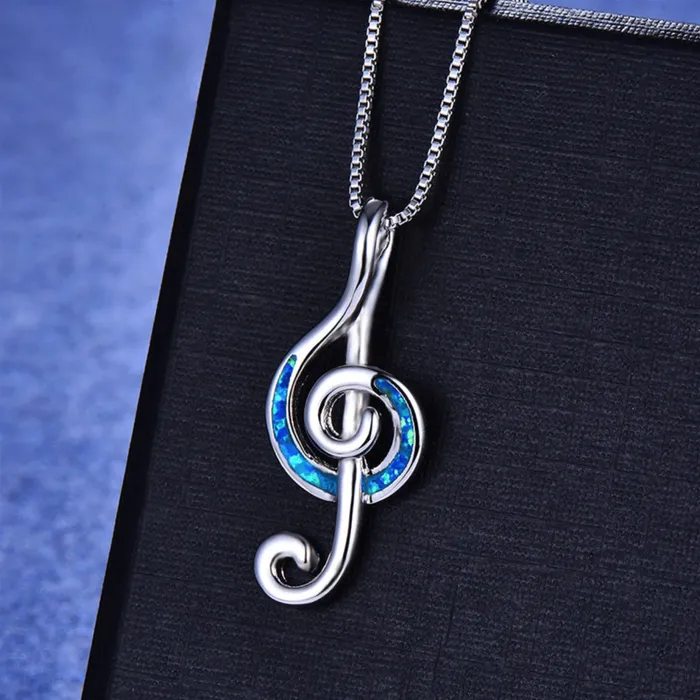 Fire Opal GClef Necklace Shop1294730 Store Necklaces