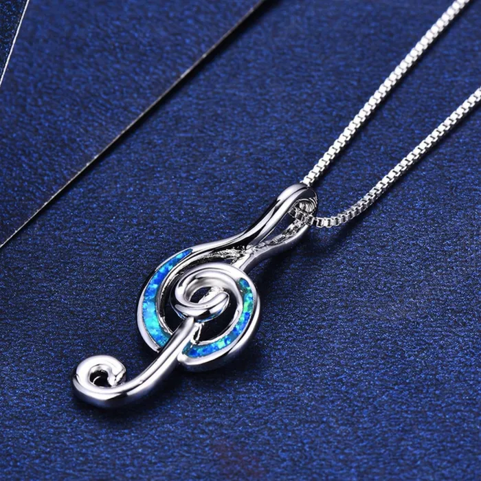 Fire Opal GClef Necklace Shop1294730 Store Necklaces