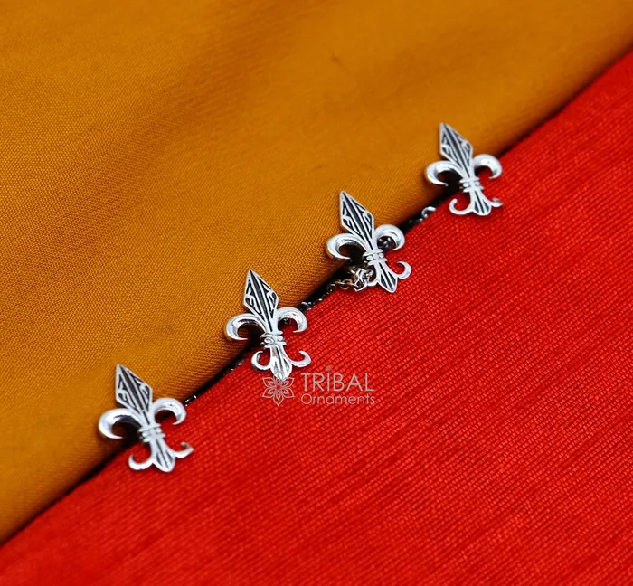 French Fleur de Lis design 925 Sterling Silver set of 4 kurta Buttons for Fashion Perfection silver cufflinks cultural trendy jewelry btn39 TRIBAL ORNAMENTS Rings French Fleur de Lis design 925 Sterling Silver set of 4 kurta Buttons for Fashion Perfection silver cufflinks cultural trendy jewelry btn39 TRIBAL ORNAMENTS Rings