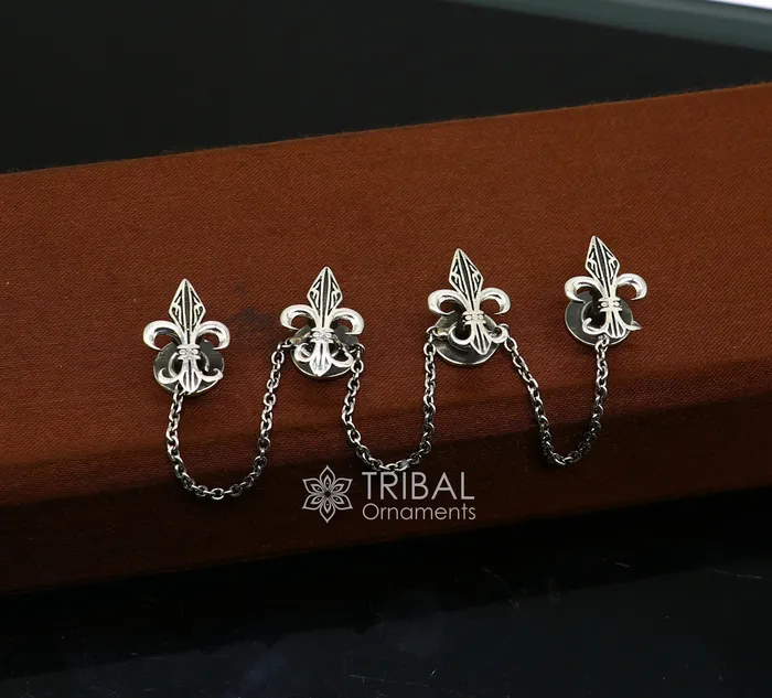 French Fleur de Lis design 925 Sterling Silver set of 4 kurta Buttons for Fashion Perfection silver cufflinks cultural trendy jewelry btn39 TRIBAL ORNAMENTS Rings French Fleur de Lis design 925 Sterling Silver set of 4 kurta Buttons for Fashion Perfection silver cufflinks cultural trendy jewelry btn39 TRIBAL ORNAMENTS Rings