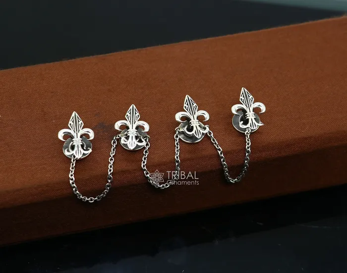 French Fleur de Lis design 925 Sterling Silver set of 4 kurta Buttons for Fashion Perfection silver cufflinks cultural trendy jewelry btn39 TRIBAL ORNAMENTS Rings French Fleur de Lis design 925 Sterling Silver set of 4 kurta Buttons for Fashion Perfection silver cufflinks cultural trendy jewelry btn39 TRIBAL ORNAMENTS Rings