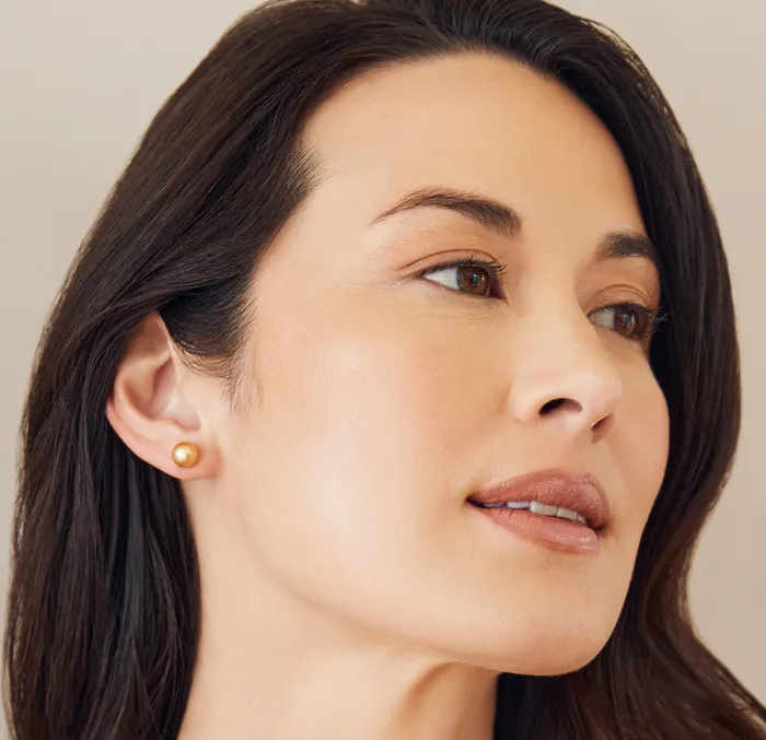 Golden South Sea Round Pearl Stud Earrings 8090mm spt Earrings