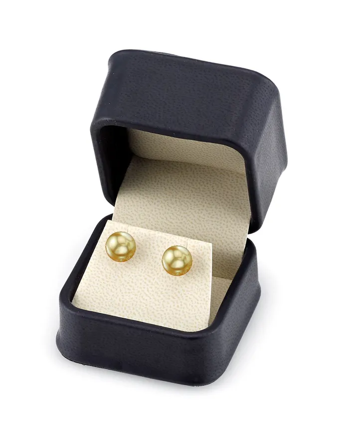 Golden South Sea Round Pearl Stud Earrings 8090mm spt Earrings