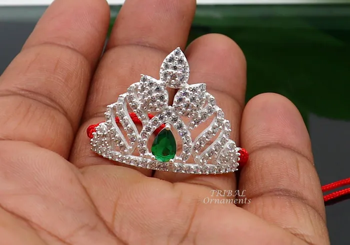 Gorgeous design cz stone handmade 925 sterling silver lord krishna baby mukut amazing laddy gopala crawling krishna crown mukut su915 TRIBAL ORNAMENTS Rings