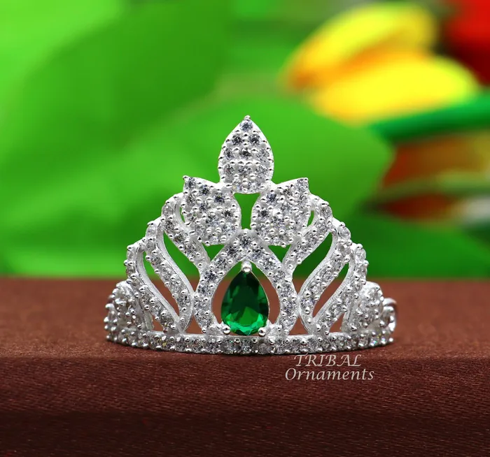 Gorgeous design cz stone handmade 925 sterling silver lord krishna baby mukut amazing laddy gopala crawling krishna crown mukut su915 TRIBAL ORNAMENTS Rings