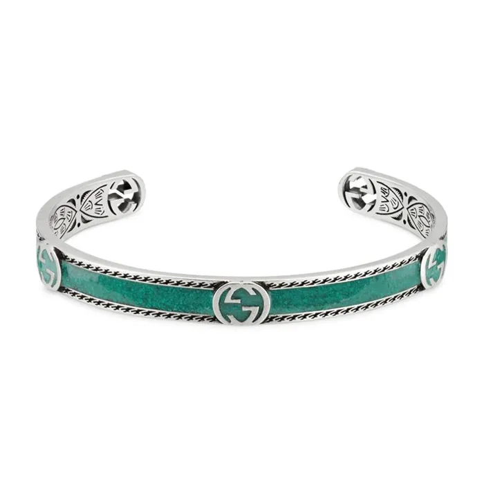 GUCCI Bracelets Gucci Interlocking Sterling Silver and Turquoise Bracelet