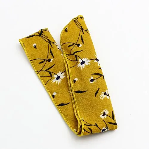 H268 Yellow Floral Pattern Wire Cloth Hair Band 01 Rings