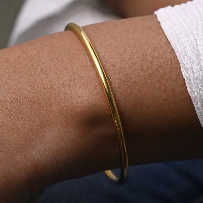 Jewelvers Bracelets 18K GoldFilled Cuff Bangle Plain Bracelet