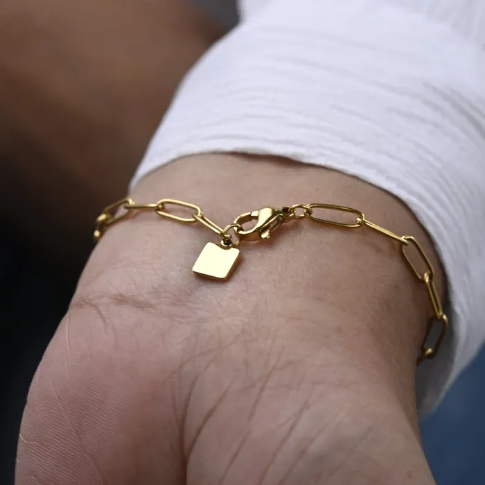 Jewelvers Bracelets 18K GoldFilled Square Charm Link Chain Bracelet