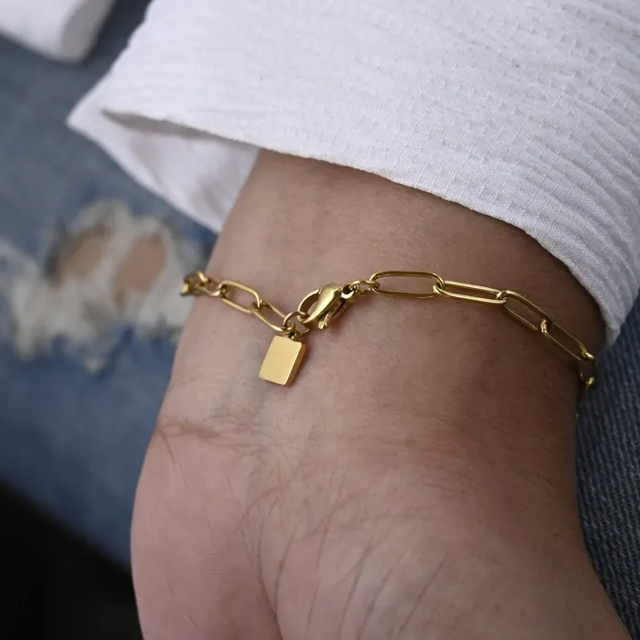 Jewelvers Bracelets 18K GoldFilled Square Charm Link Chain Bracelet Jewelvers Bracelets 18K GoldFilled Square Charm Link Chain Bracelet