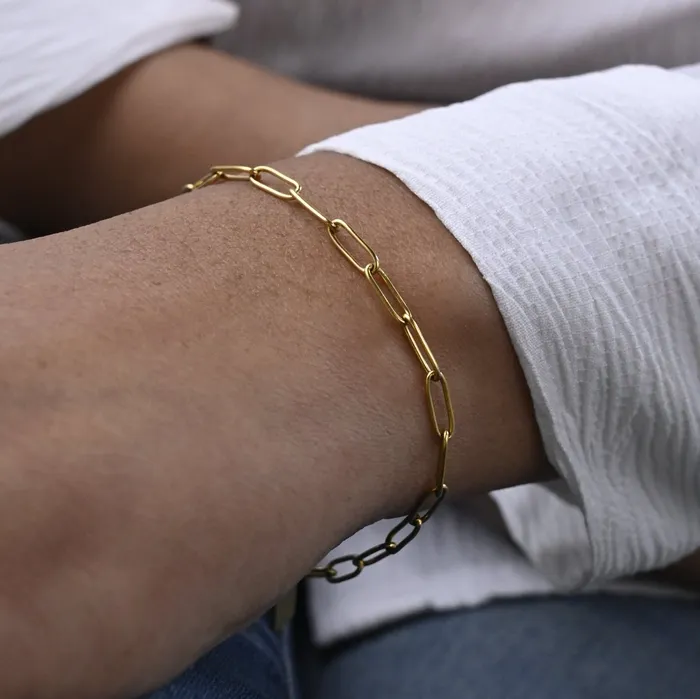 Jewelvers Bracelets 18K GoldFilled Square Charm Link Chain Bracelet Jewelvers Bracelets 18K GoldFilled Square Charm Link Chain Bracelet