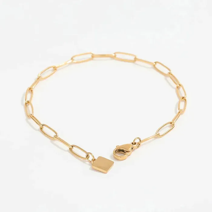 Jewelvers Bracelets 18K GoldFilled Square Charm Link Chain Bracelet Jewelvers Bracelets 18K GoldFilled Square Charm Link Chain Bracelet