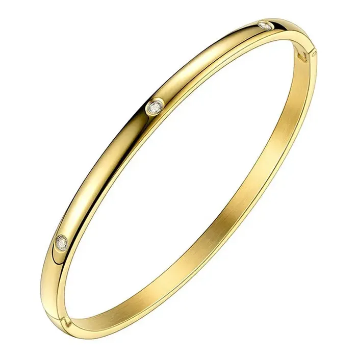 Jewelvers Bracelets 18K GoldFilled Zircon Clipon Bangle