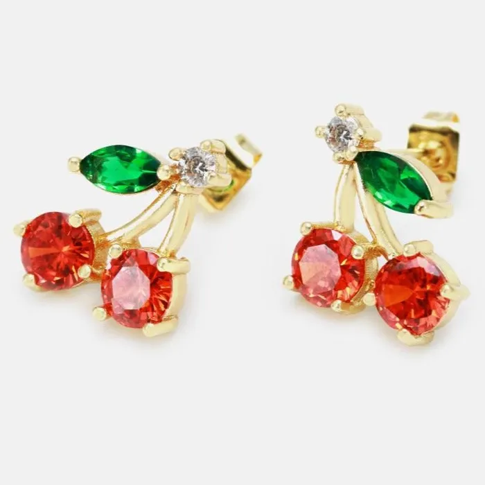Jewelvers Earrings 18K GoldFilled Cherry Stud Earrings