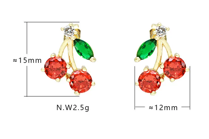 Jewelvers Earrings 18K GoldFilled Cherry Stud Earrings
