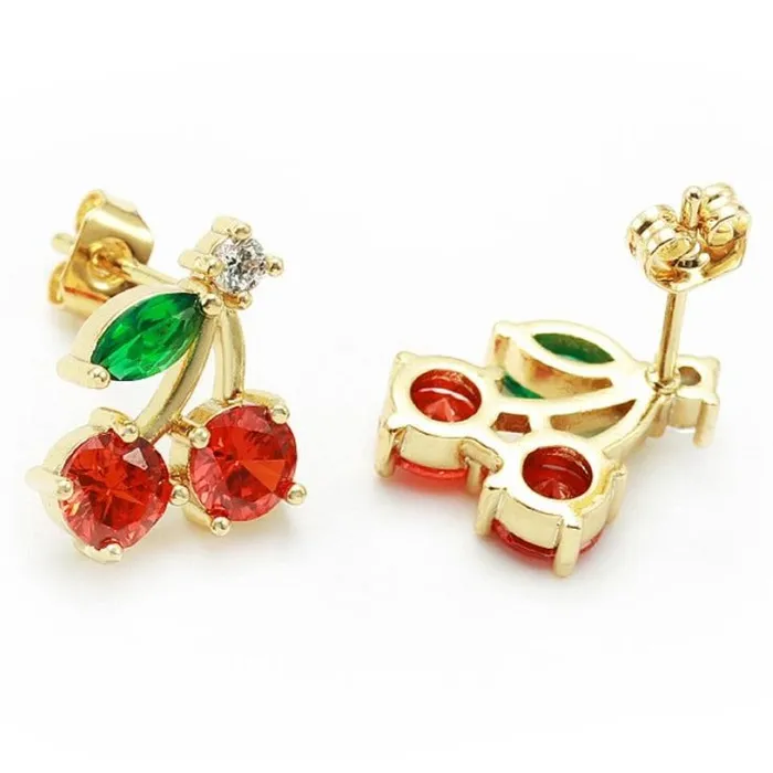Jewelvers Earrings 18K GoldFilled Cherry Stud Earrings