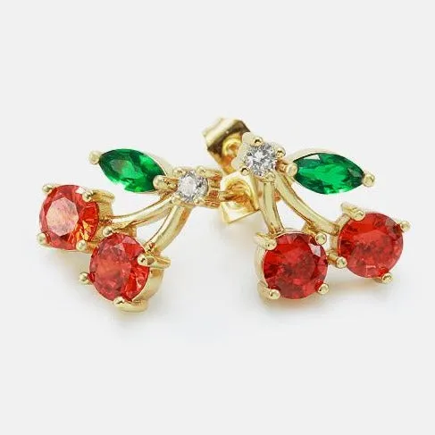 Jewelvers Earrings 18K GoldFilled Cherry Stud Earrings