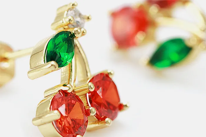 Jewelvers Earrings 18K GoldFilled Cherry Stud Earrings