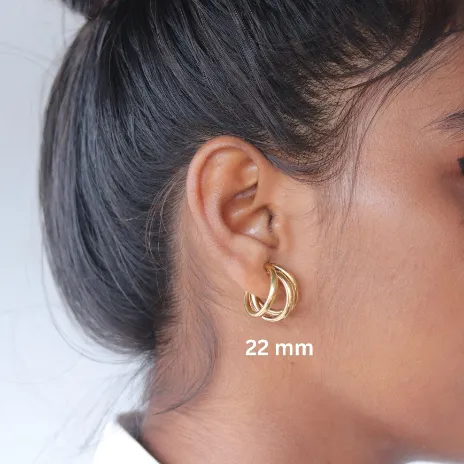 Jewelvers Earrings 18K GoldFilled Triple Hoop Earrings Small 22mm